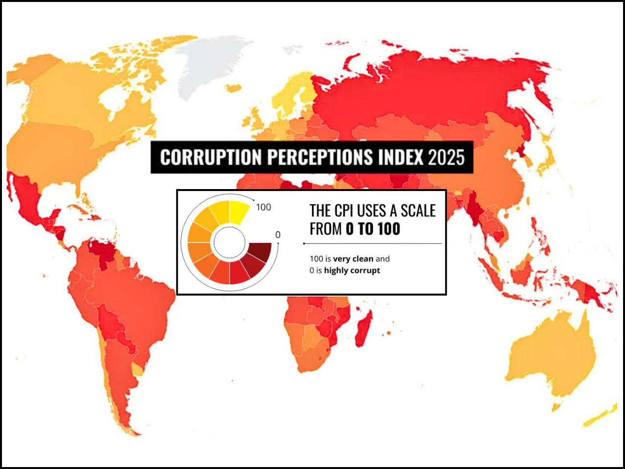 the image represent the Corruption Perceptions Index rport 2025