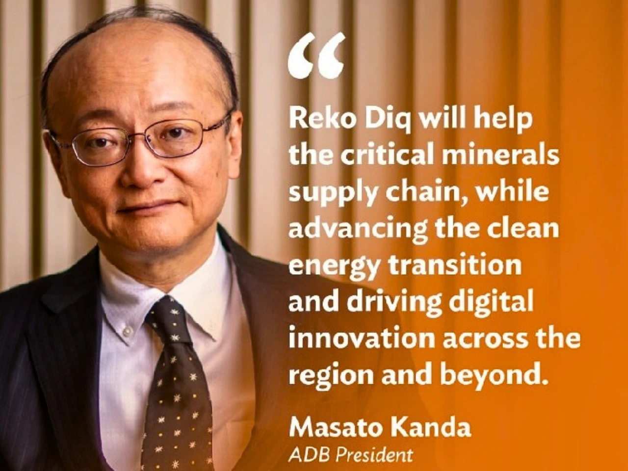 Asian Developemnt Bank president Masato Kanda standing post