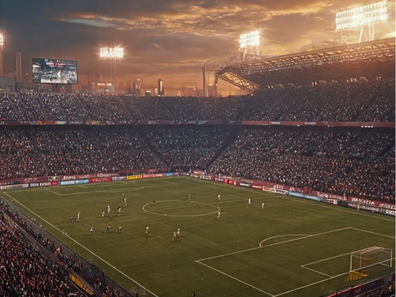 Photorealistic image of professional women's football players competing in a packed stadium, representing the $3 billion global women's sports economy growth in 2026