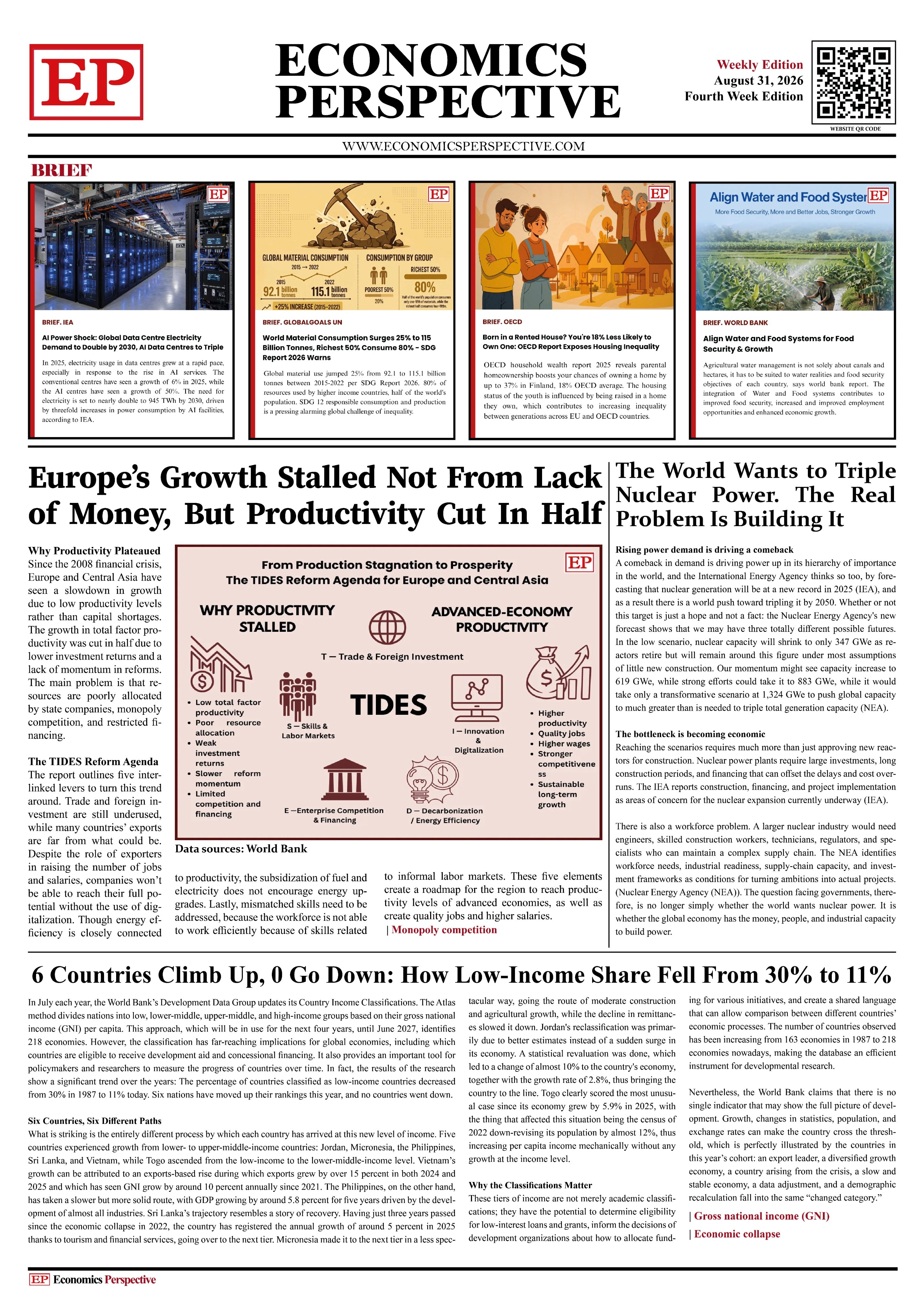 August 4th week edition cover page, Economics Perspective weekly edition