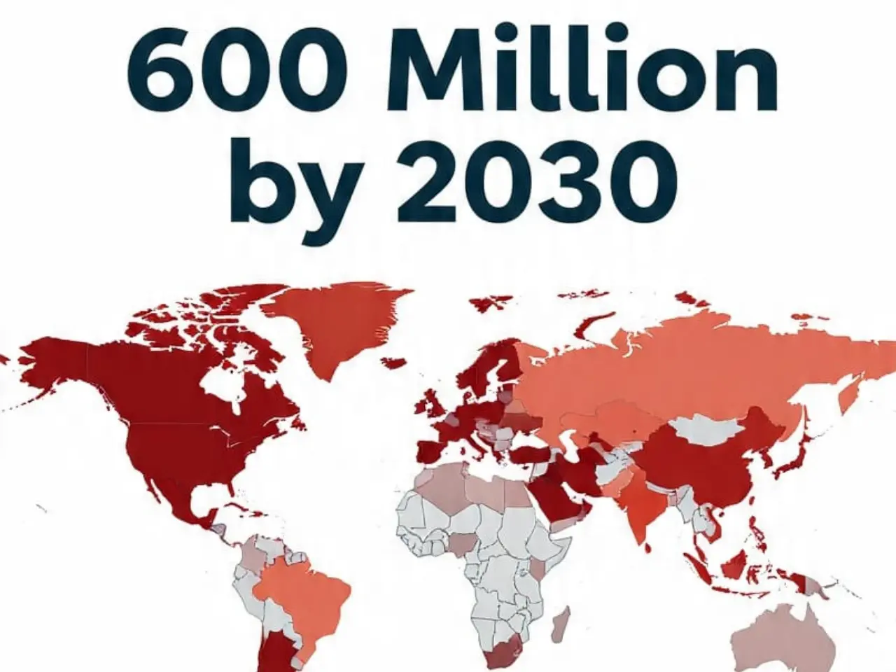 Data-driven world map infographic showing 7% of global population - 600 million people -projected to face food insecurity by 2030, with SDG 2 Zero Hunger focus