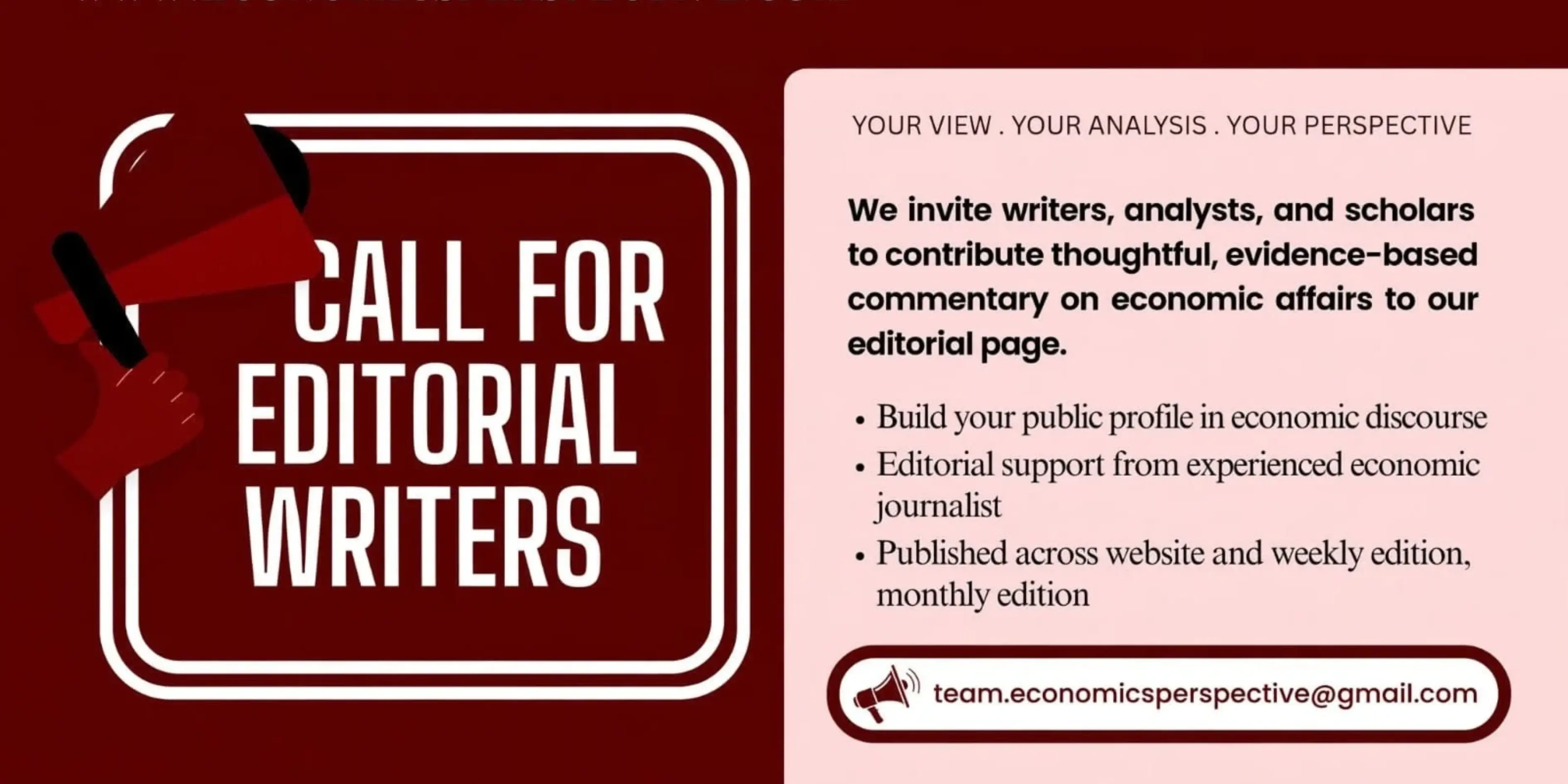 Economics Perspective call for editorial writers