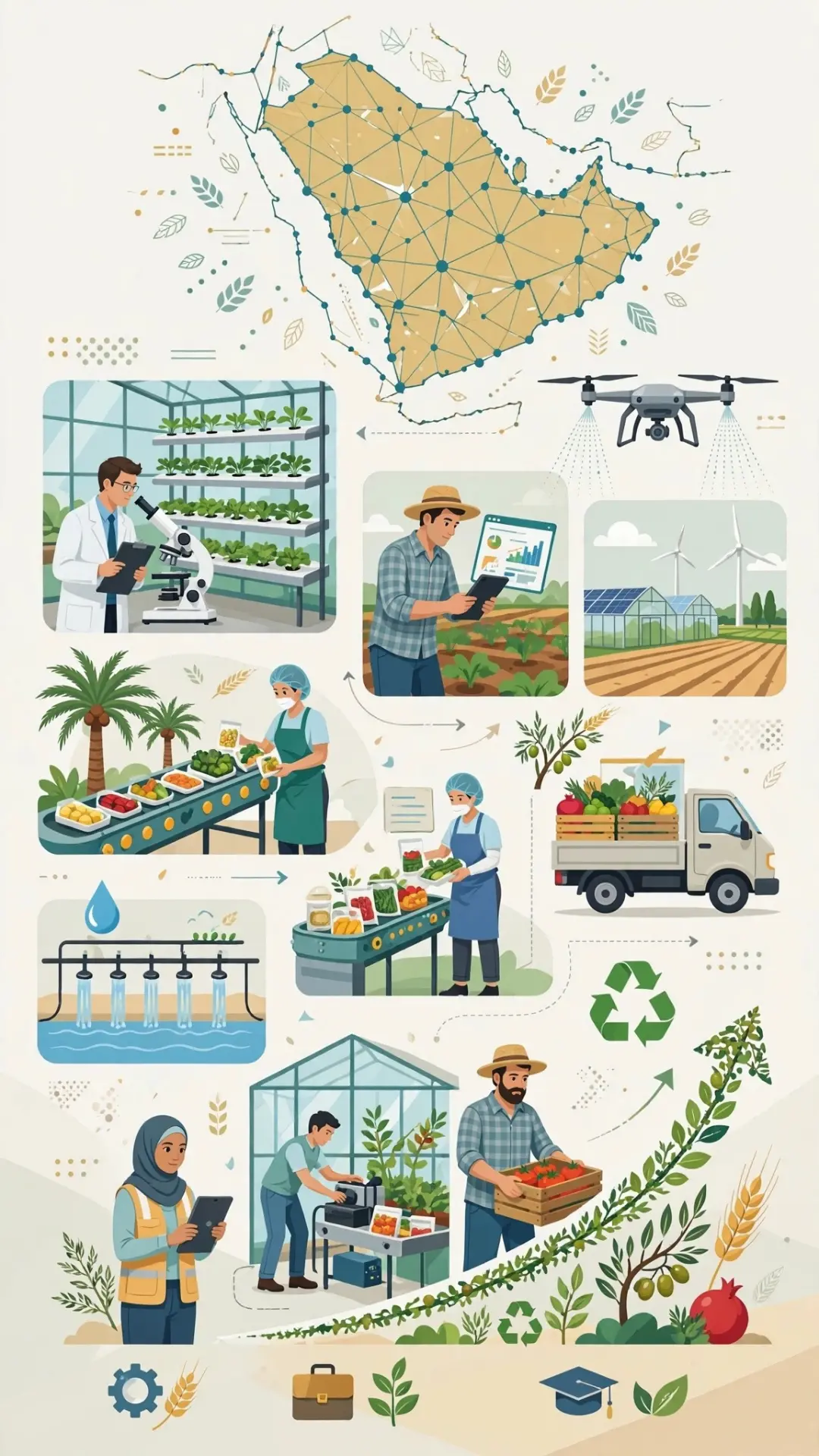Infographic showing 5 million agrifood jobs creation forecast in MENA Afghanistan Pakistan by 2050 report