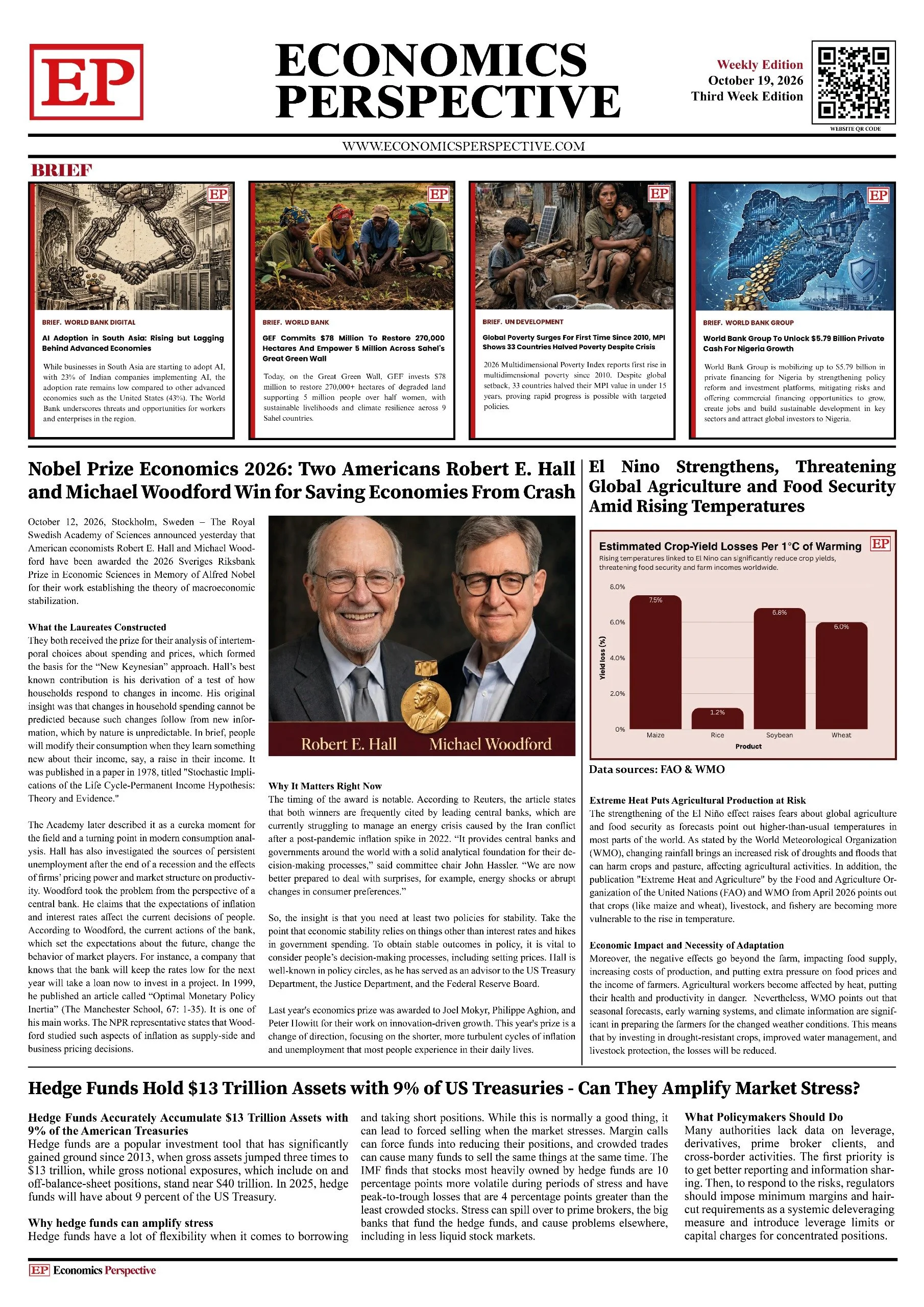 October 3rd week edition cover page, Economics Perspective weekly edition, economic newspaper